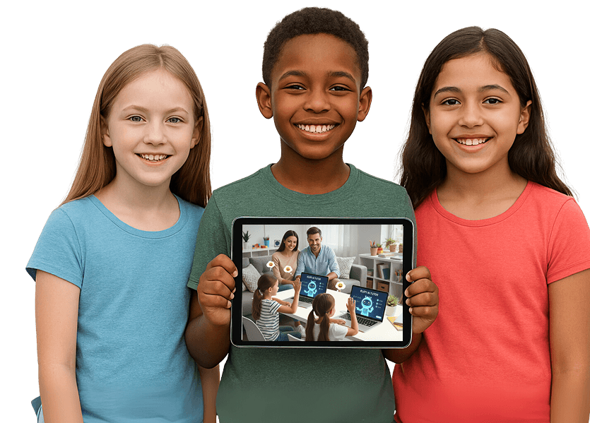 Children learning with AI tutor